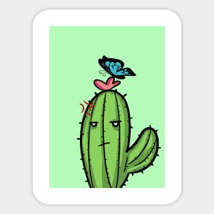 cute cactus and butterfly Sticker